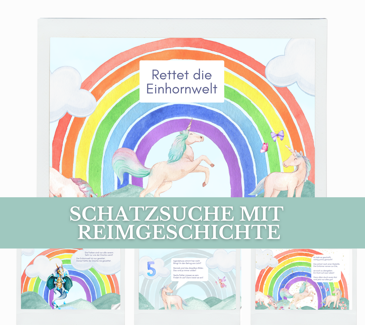 Einhorn Schatzsuche für Kinder (4-6 Jahre) zum Ausdrucken | Sofort-Download