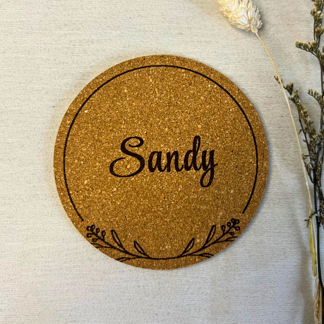 Personalisierte Kork-Untersetzer Hochzeit oder Silberhochzeit| Gravur mit Namen Datum | Geschenk für Brautpaar & Jubiläum | Goldene Hochzeit