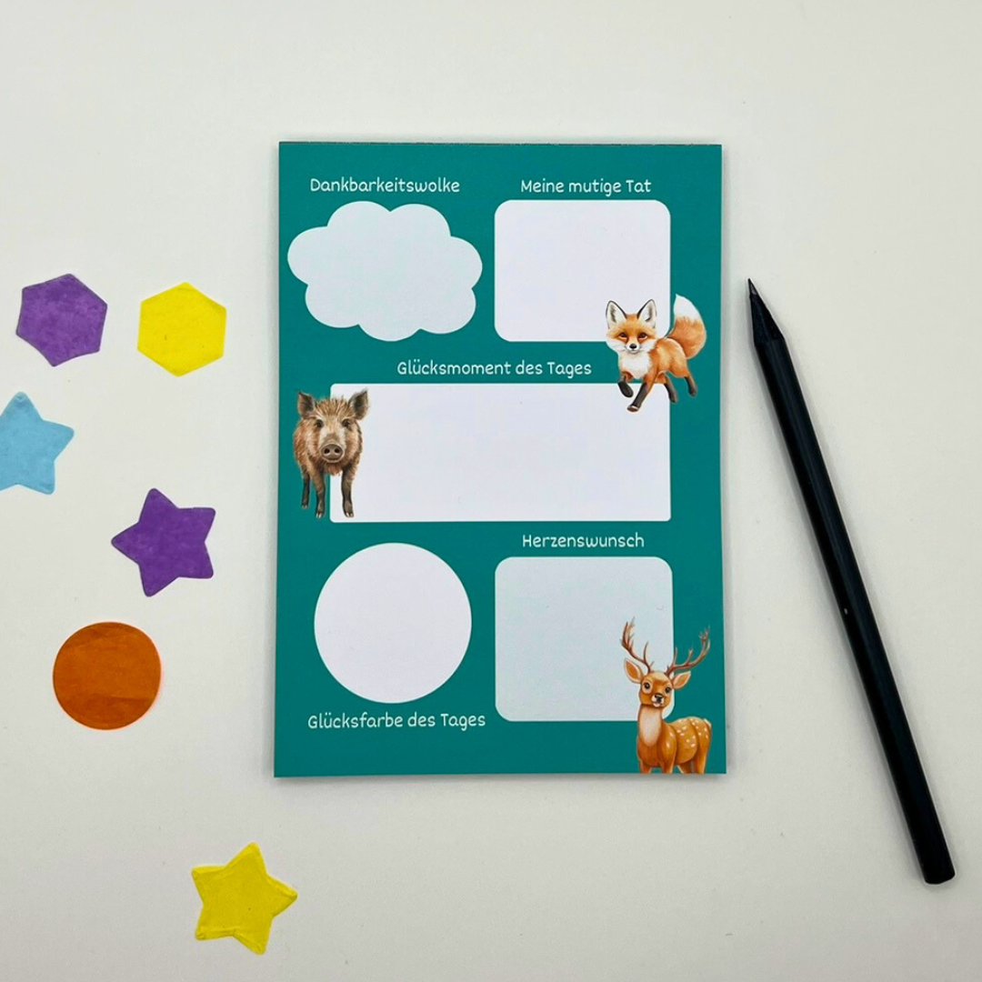 Block "Achtsamkeit für Kinder" | DIN A6 | Notizblock Glücksmomente | Dankbarkeitstagebuch | Glückstagebuch | Dankbarkeitsblock