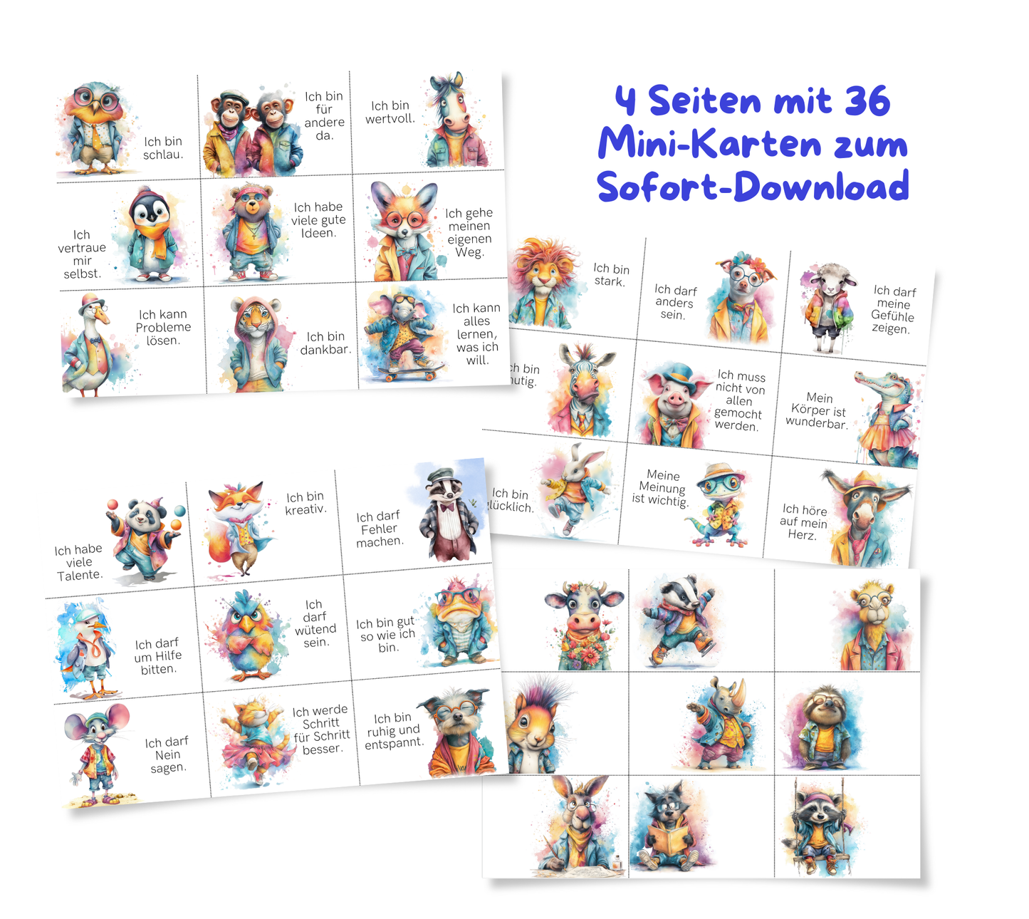 Mutmachkarten für die Brotbox, Achtsamkeit Sprüche, Mini Affirmationen, Lunchbox Notes zum Ausdrucken, Printables Grundschule