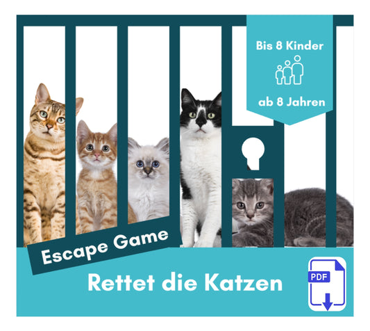 Escape Game für Kinder ab 8 Jahren | Katzen Abenteuer zum Ausdrucken | Rätselspiel Geburtstag, Schnitzeljagd | DIY Schatzsuche Indoor