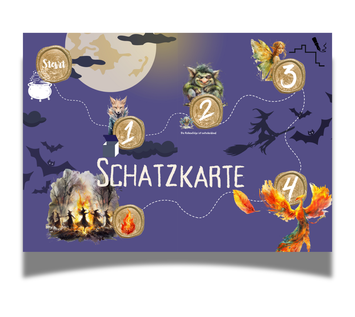 Hexen Schatzsuche für Kinder (6-9 Jahre) zum Ausdrucken | Sofort-Download