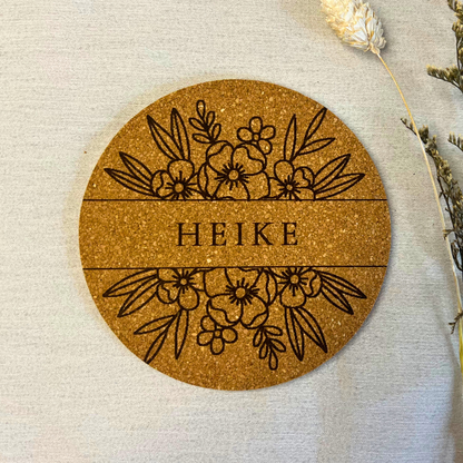 Personalisierte Kork-Untersetzer Hochzeit oder Silberhochzeit| Gravur mit Namen Datum | Geschenk für Brautpaar & Jubiläum | Goldene Hochzeit