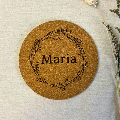 Personalisierte Kork-Untersetzer Hochzeit oder Silberhochzeit| Gravur mit Namen Datum | Geschenk für Brautpaar & Jubiläum | Goldene Hochzeit