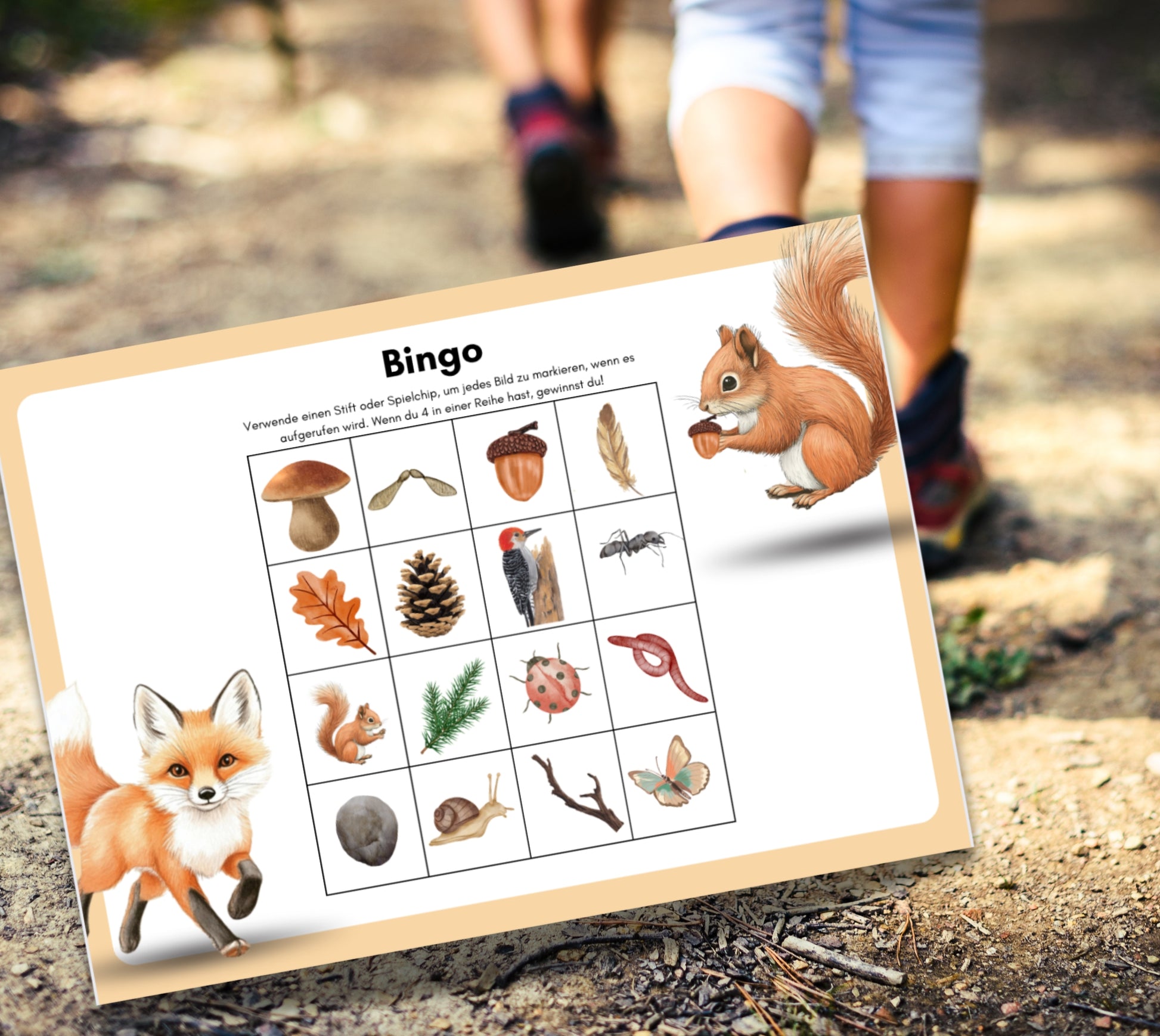 Wald-Bingo für Kinder / Sofort-Download Printable / Kinder-Spiele Waldgeburtstag / Kindergeburtstagsspiele schnell sofort spielbar