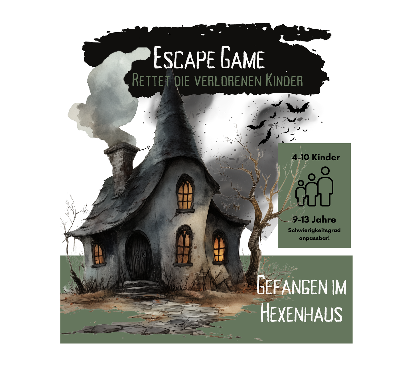 Escape Game für Kinder 9 10 11 12 13 Jahre, Exit Room für Geburtstagsfeiern, Escape Room für Kindergeburtstage, Hexen Schnitzeljagd, Hexen-Schatzsuche