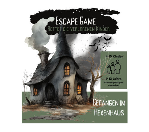 Escape Game zum Ausdrucken - Gefangen im Hexenhaus für Kinder 9-13 Jahre | Sofort-Download