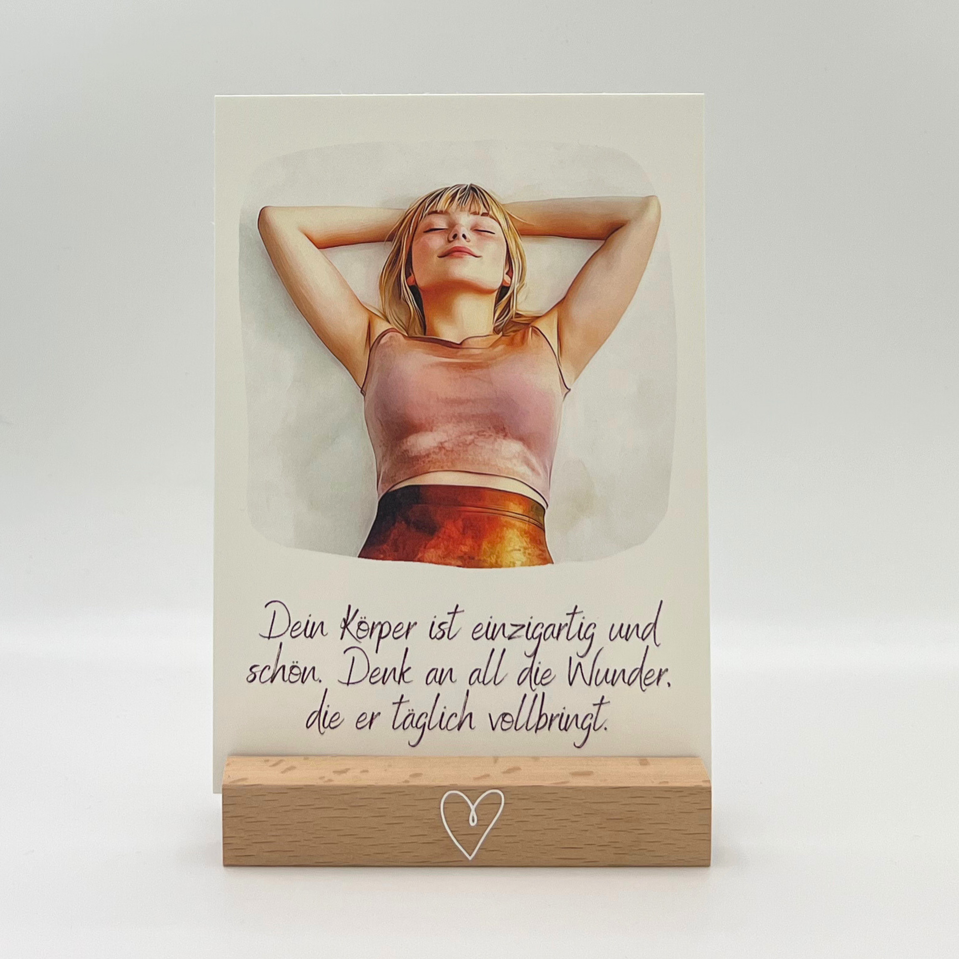 Achtsamkeitskarte Teenager Jugendliche mit Spruch zum Thema Zufriedenheit mit Körper Geschenk für junge Frauen