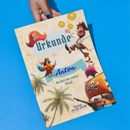 Piraten Urkunde für Kindergeburtstage