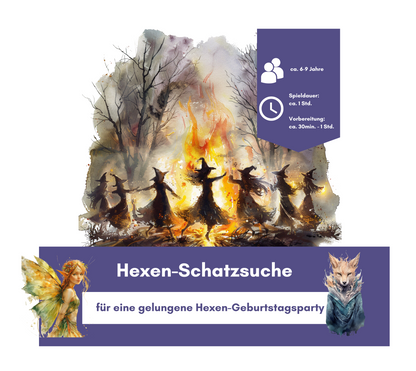 Hexen Schatzsuche für Kinder (6-9 Jahre) zum Ausdrucken | Sofort-Download