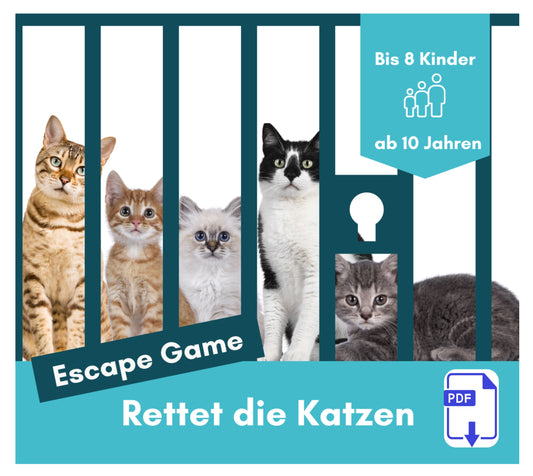 Escape Game für Kinder ab 10 Jahren | Katzenraub Abenteuer zum Ausdrucken | Rätselspiel Geburtstag, Schnitzeljagd | DIY Schatzsuche