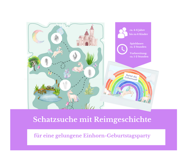 Einhorn Schatzsuche für Kinder (4-6 Jahre) zum Ausdrucken | Sofort-Download