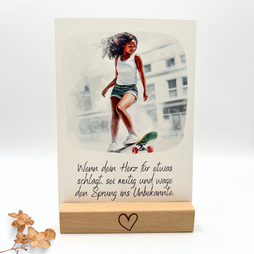 Achtsamkeitskarte Teenager Jugendliche mit Spruch zum Thema Fehler Geschenk für junge Frauen Komfortzone verlassen