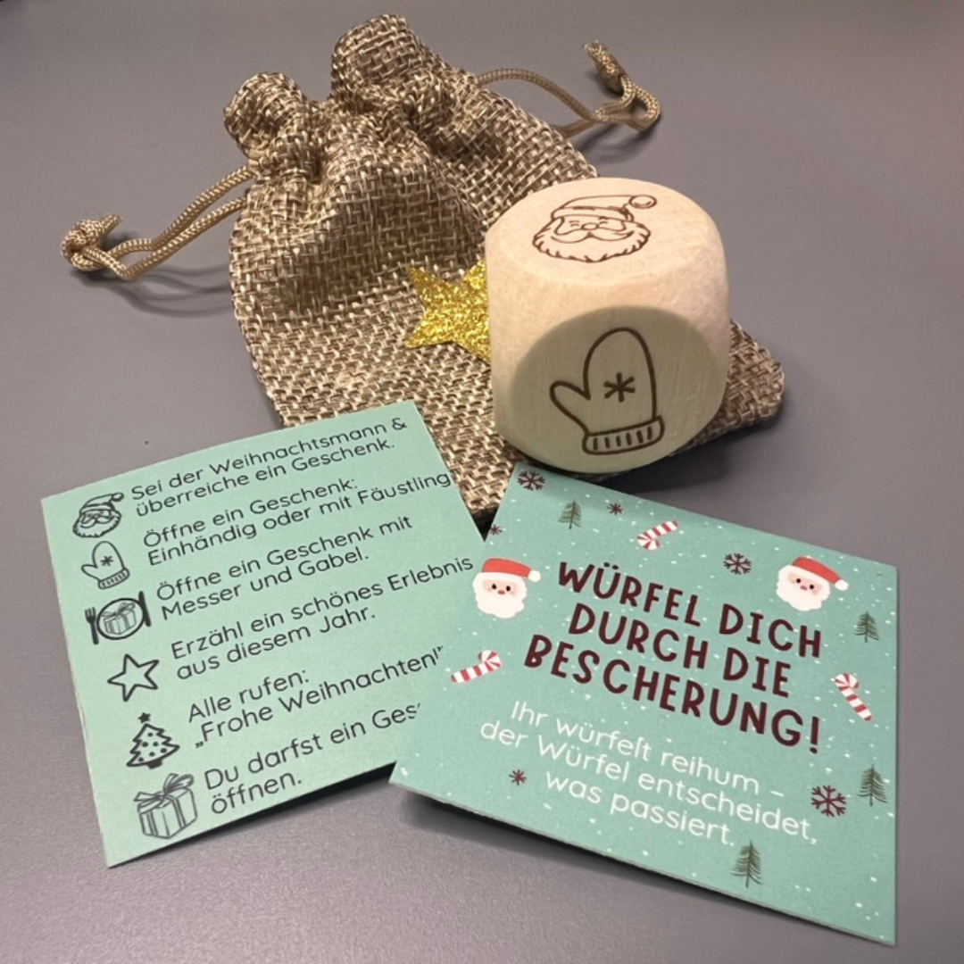 Würfelspiel Weihnachten zum Auspacken der Geschenke