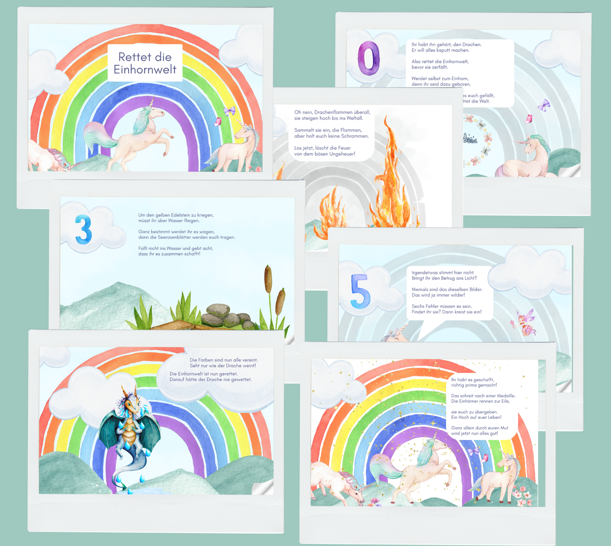 Ein Ausschnitt aus der Einhorn-Schatzsuche mit den Vorleseseiten
